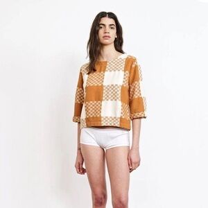Ace & Jig Orange and Cream Checkered Top